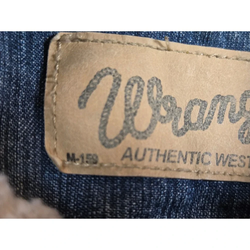 Wrangler Mens Sherpa Lined Denim Jacket Blue Western Trucker Jacket Size Small